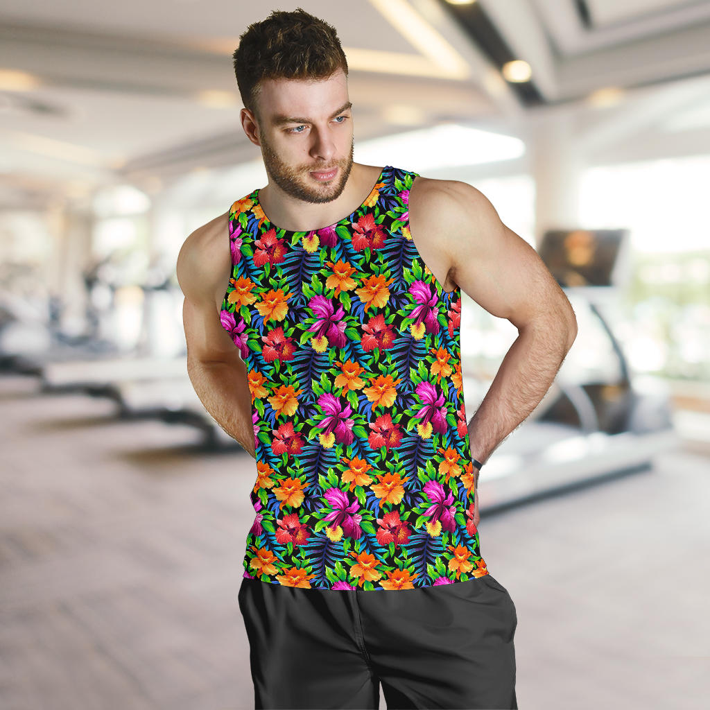 Tropical Folower Colorful Print Men Tank Top