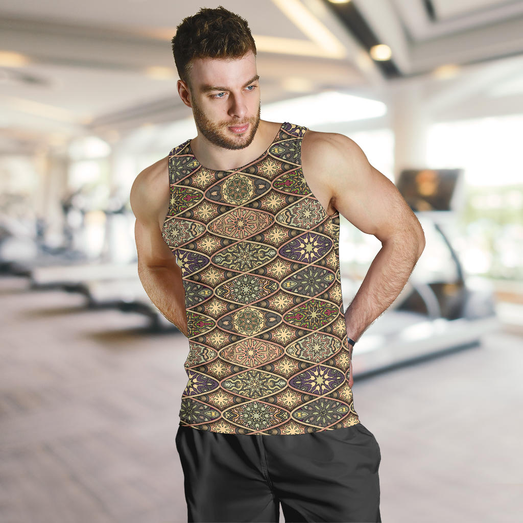 Mandala Motif Themed Design Print Men Tank Top