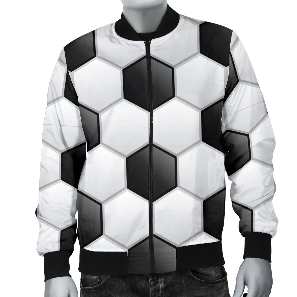 Soccer Ball Texture Print Pattern Men Bomber Jacket