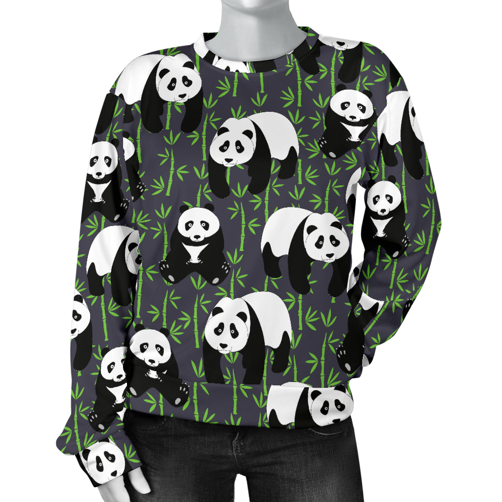 Panda Bear Bamboo Themed Print Women Long Sleeve Sweatshirt