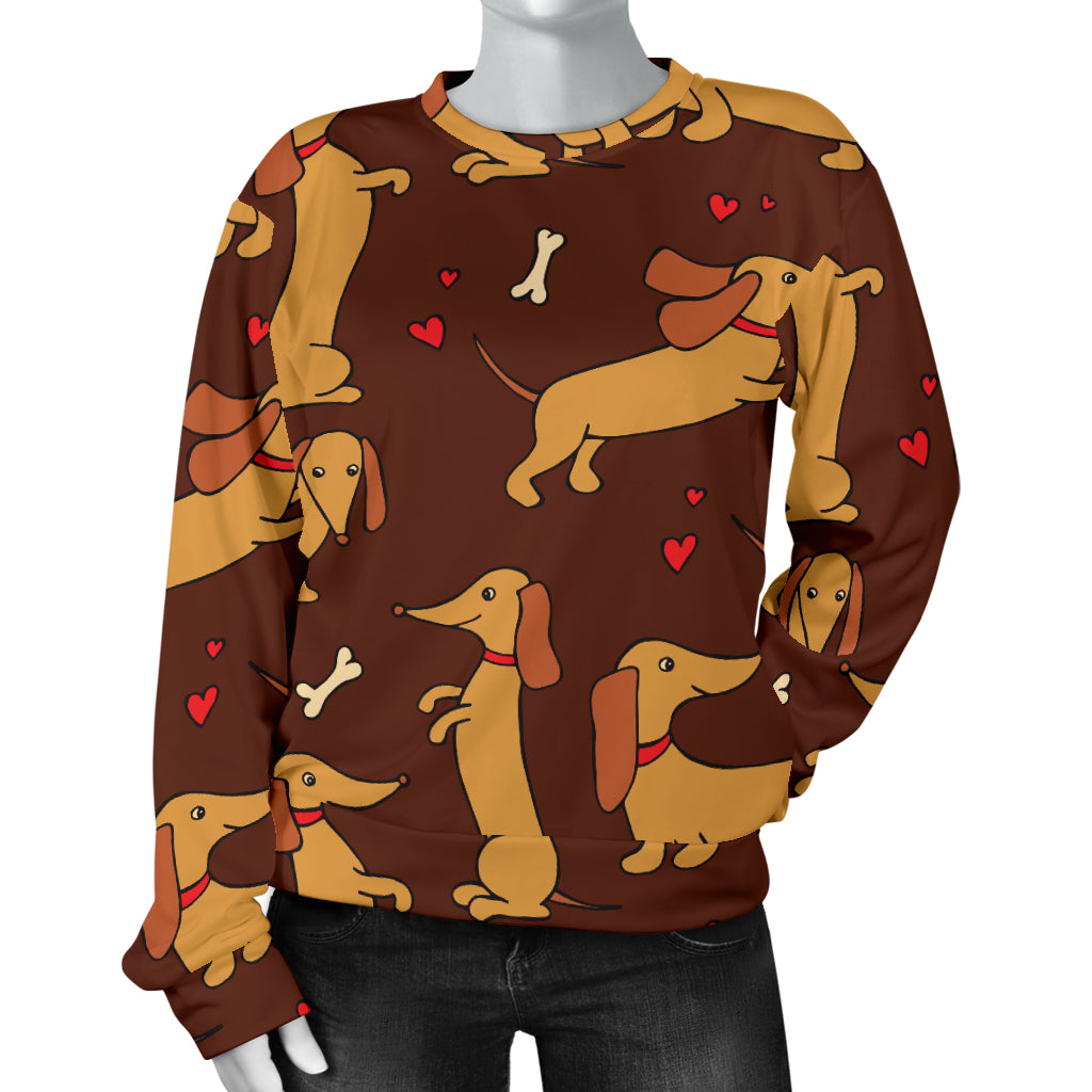 Dachshund Happy Print Pattern Women Long Sleeve Sweatshirt