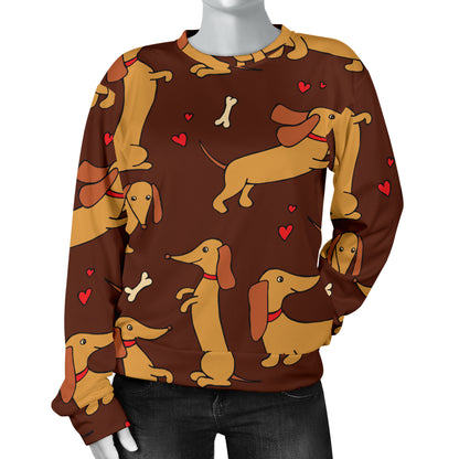Dachshund Happy Print Pattern Women Long Sleeve Sweatshirt