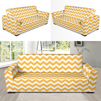 Chevron Orange Pattern Print Design 01 Sofa Slipcover