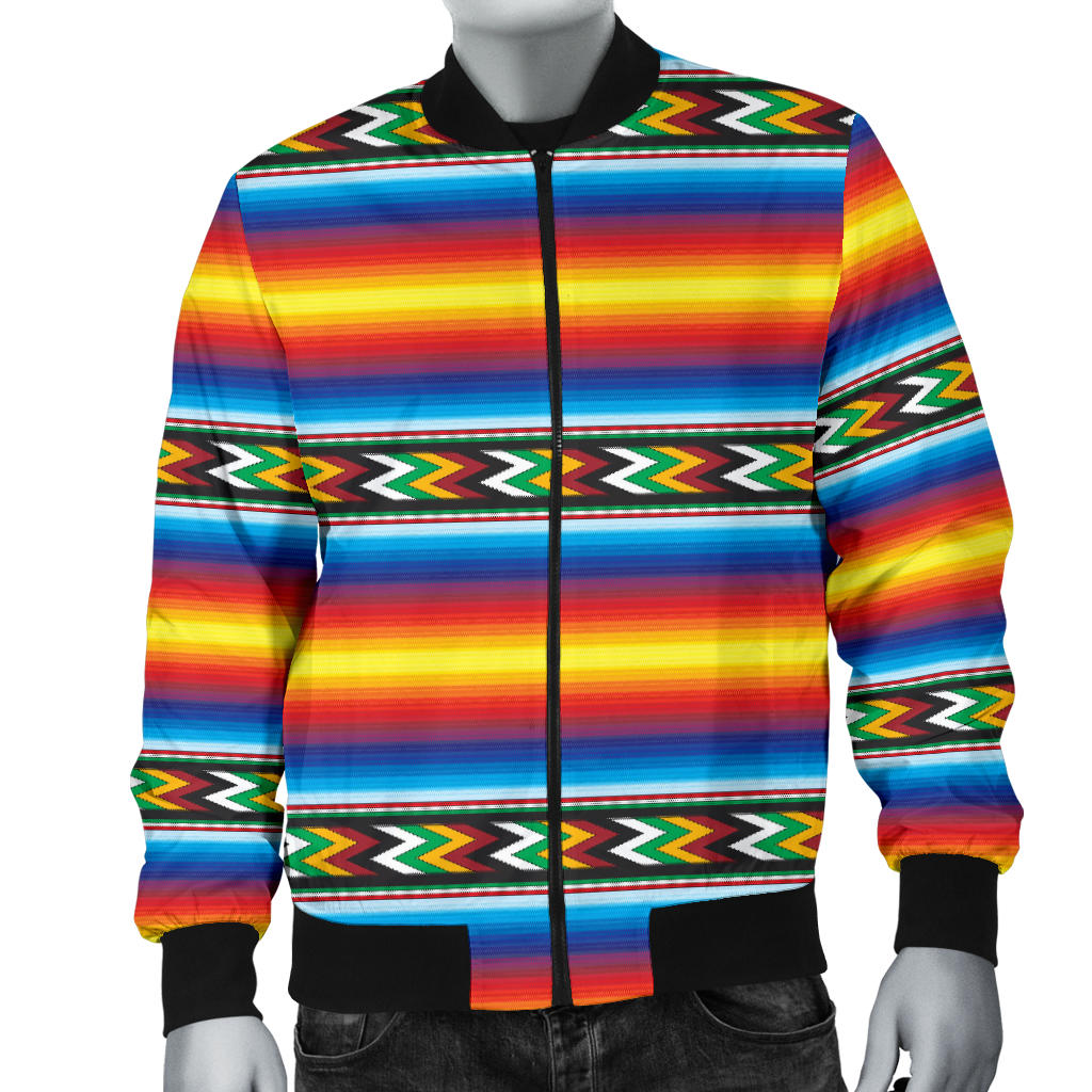 Mexican Blanket ZigZag Print Pattern Men Bomber Jacket