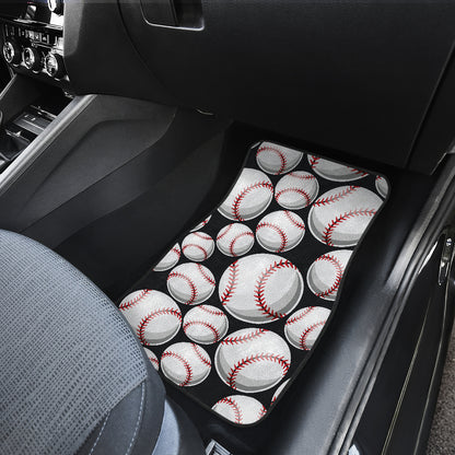 Baseball Black Background Car Floor Mats Front Back