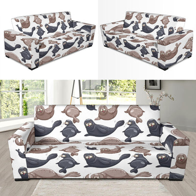 Sea Lion Pattern Print Design 02 Sofa Slipcover