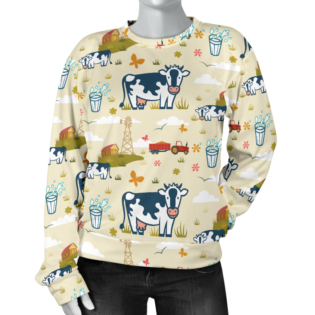 Cow Farm Design Print Women Long Sleeve Sweatshirt