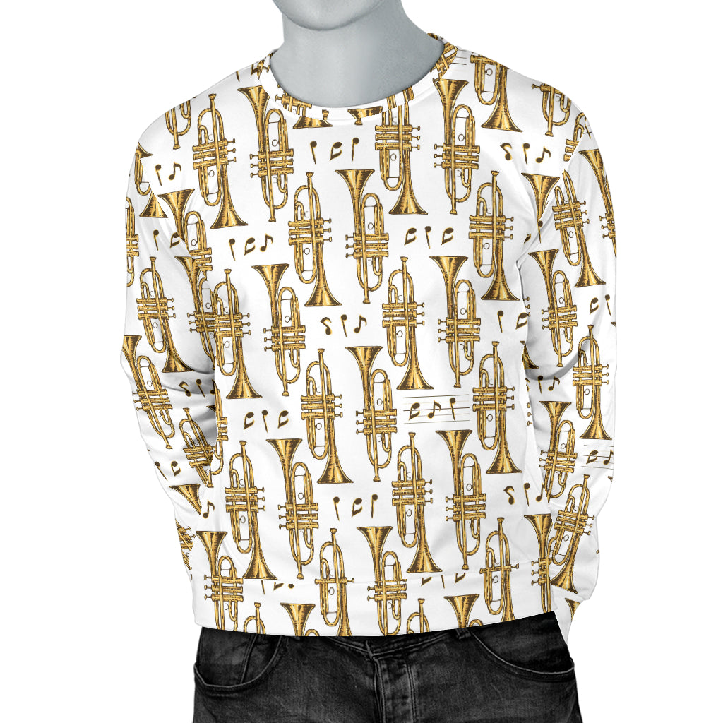 Trumpet with Music Note Print Men Long Sleeve Sweatshirt