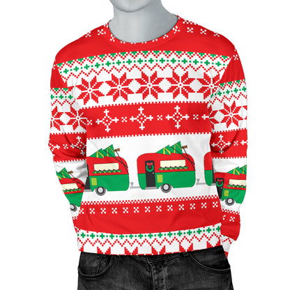 Camper Camping Ugly Christmas Design Print Men Long Sleeve Sweatshirt