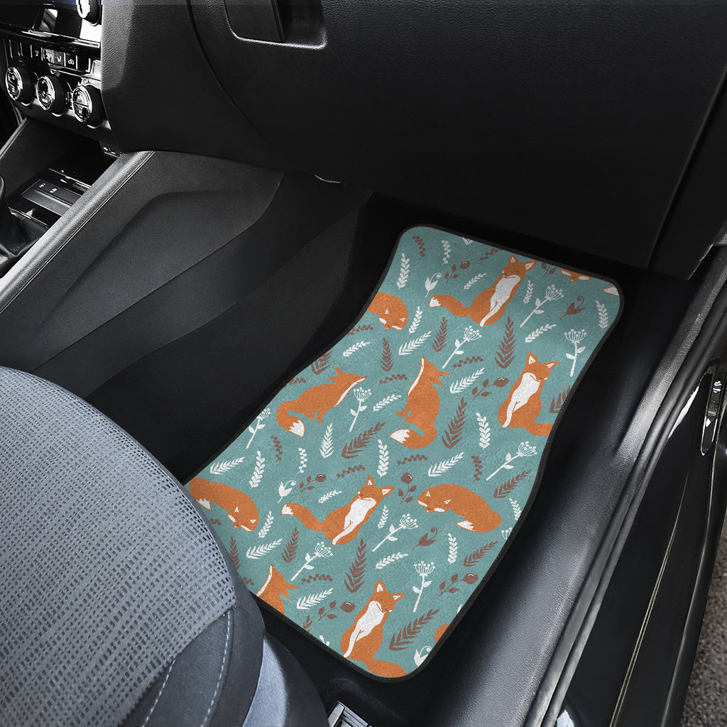 Fox Forest Print Pattern Car Floor Mats Front Back
