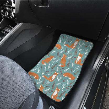 Fox Forest Print Pattern Car Floor Mats Front Back