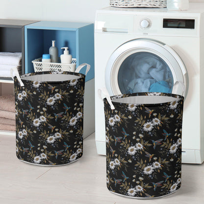 Hummingbird with Embroidery Themed Print Laundry Basket