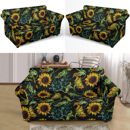 Sunflower Print Design LKS308 Loveseat Couch Slipcover