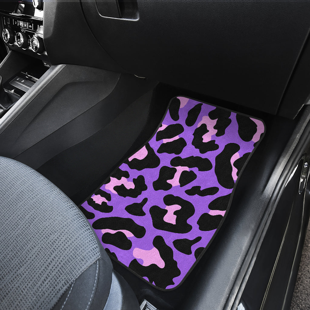 Cheetah Purple Neon Print Pattern Car Floor Mats Front Back
