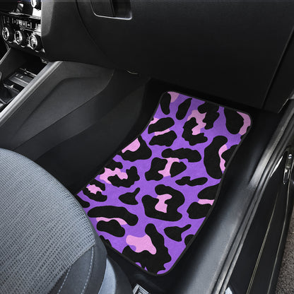 Cheetah Purple Neon Print Pattern Car Floor Mats Front Back