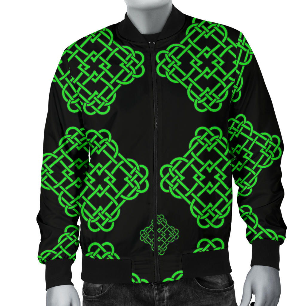 Celtic Knot Green Neon Design Men Bomber Jacket