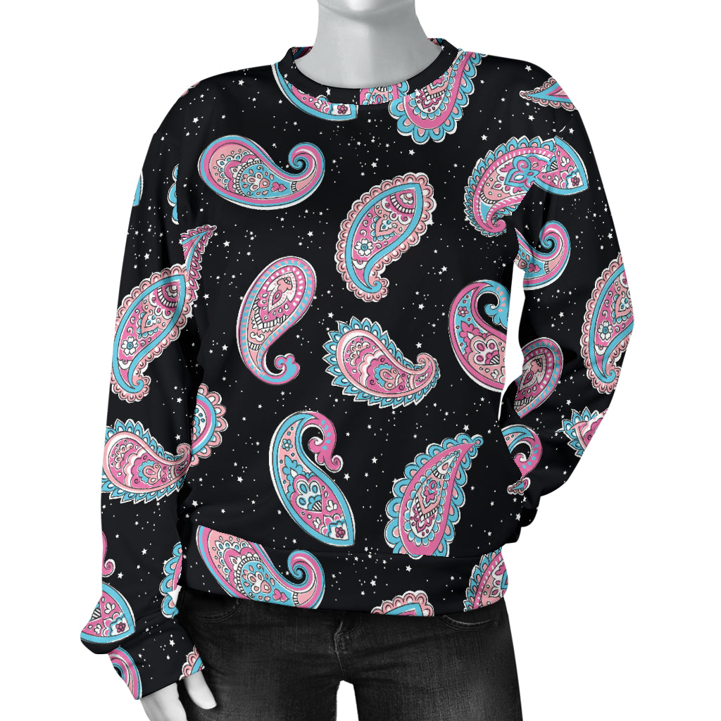 Paisley Pink Design Mandala Print Women Long Sleeve Sweatshirt