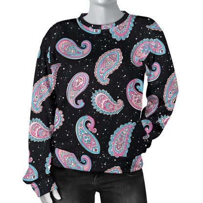 Paisley Pink Design Mandala Print Women Long Sleeve Sweatshirt