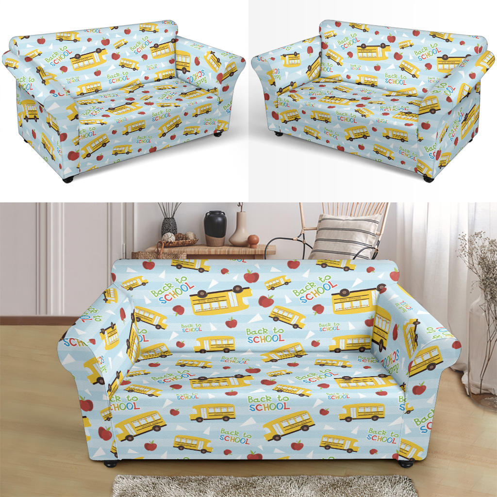 School Bus Back To School Print Design LKS303 Loveseat Couch Slipcover