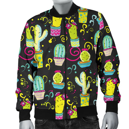 Cactus Neon Style Print Pattern Men Bomber Jacket