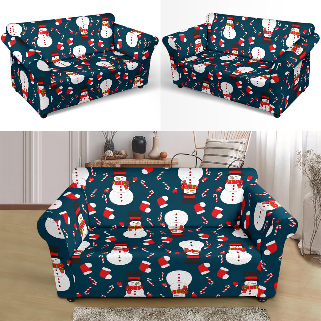 Snowman Print Design LKS301 Loveseat Couch Slipcover