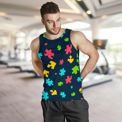 Autism Awareness Colorful Design Print Men Tank Top