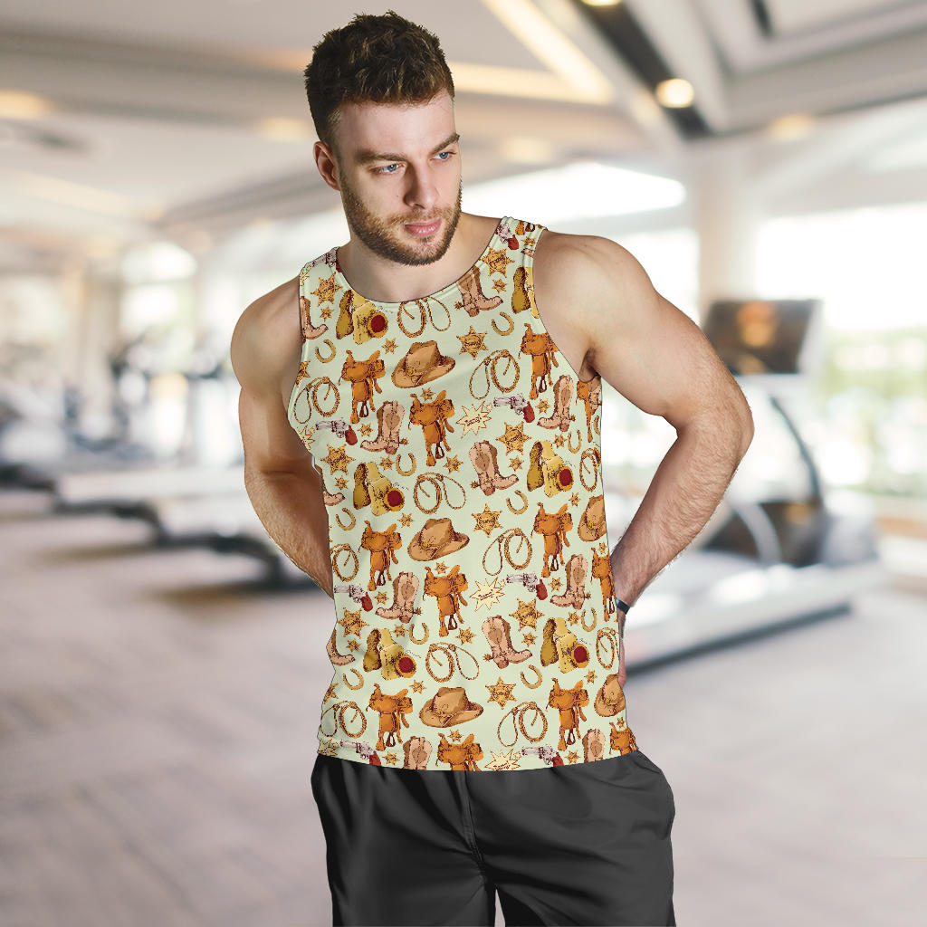 Western Cowboy Design Pattern Men Tank Top