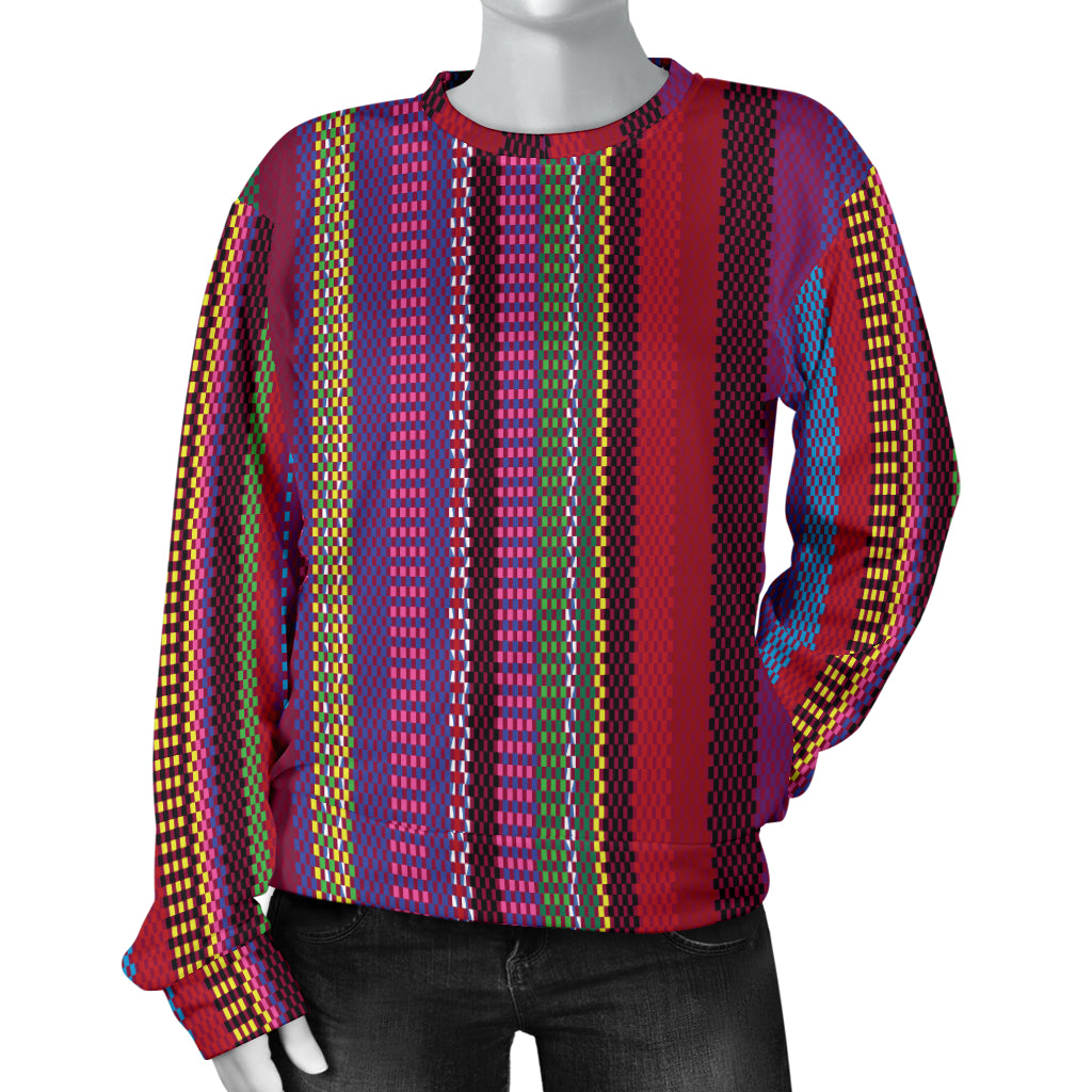 Serape Stripe Print Women Long Sleeve Sweatshirt