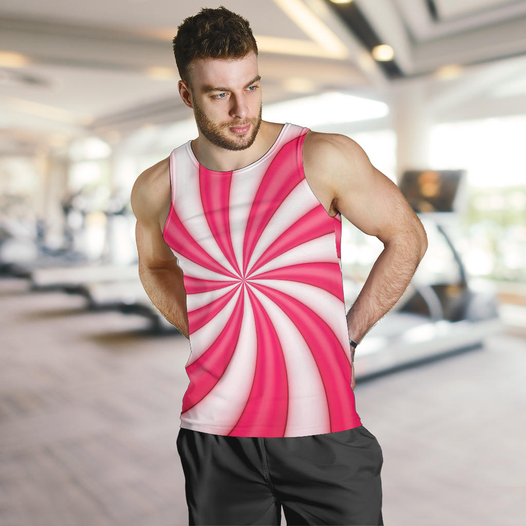 Vortex Twist Swirl Candy Print Men Tank Top