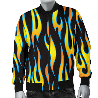 Flame Fire Yellow Pattern Men Bomber Jacket