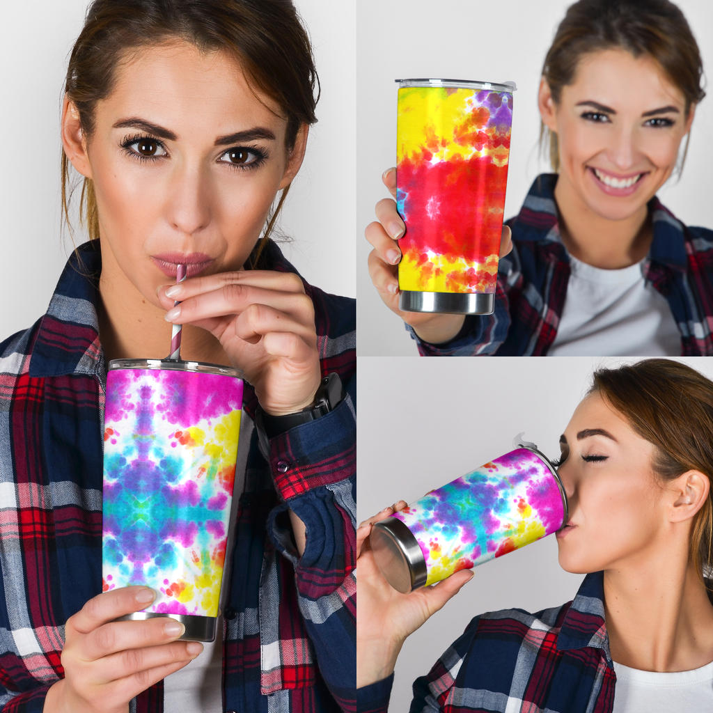 Tie Dye Rainbow Themed Print Tumbler