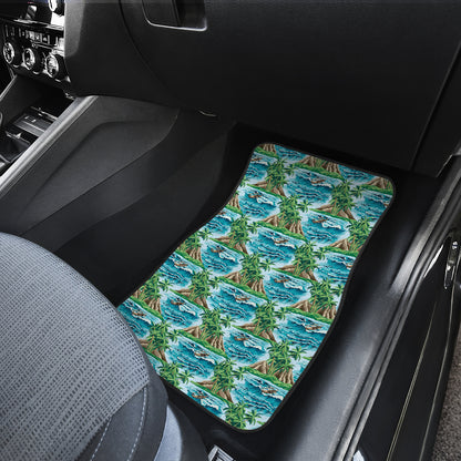 Palm Tree Hawaiian Themed Design Print Car Floor Mats Front Back