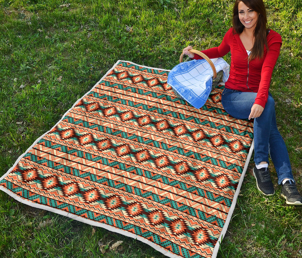 Navajo Western Style Print Pattern Quilt Bedspread