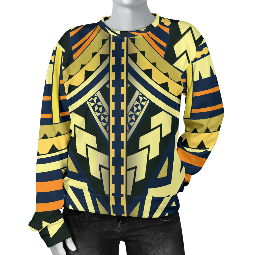 Polynesian Tattoo Print Women Long Sleeve Sweatshirt