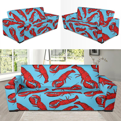 Lobster Red Pattern Print Design 03 Sofa Slipcover