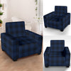 Navy Blue Tartan Plaid Pattern Armchair Slipcover