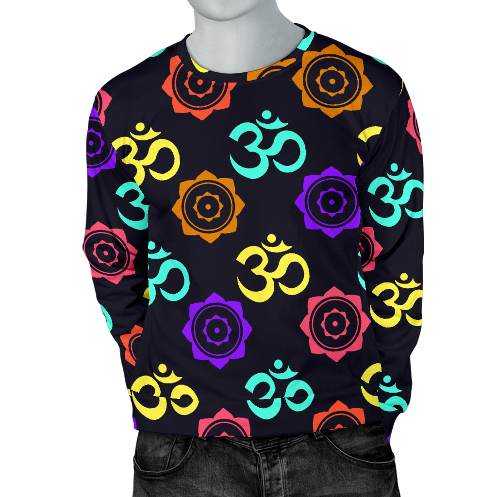 Chakra OM Print Pattern Men Long Sleeve Sweatshirt