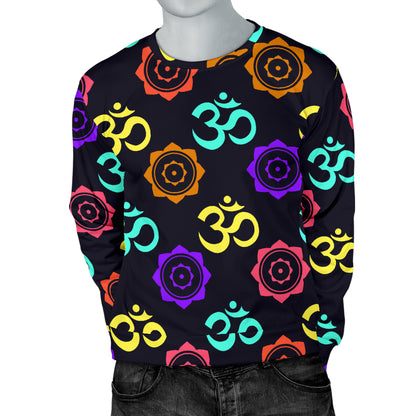 Chakra OM Print Pattern Men Long Sleeve Sweatshirt
