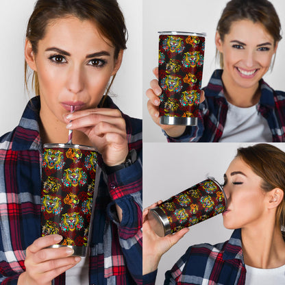 Tattoo Tiger Colorful Design Tumbler