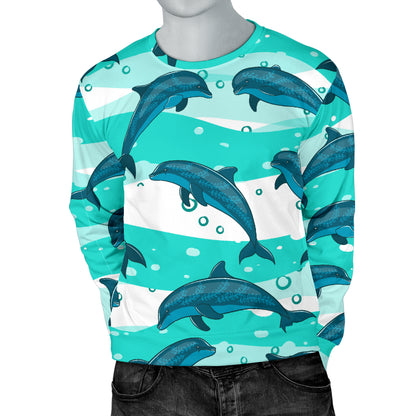 Dolphin Design Print Pattern Men Long Sleeve Sweatshirt