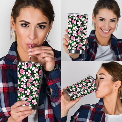 Hibiscus Pink Flower Hawaiian Print Tumbler