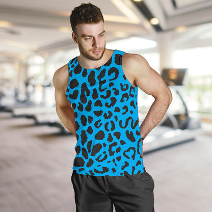 Cheetah Blue Print Pattern Men Tank Top