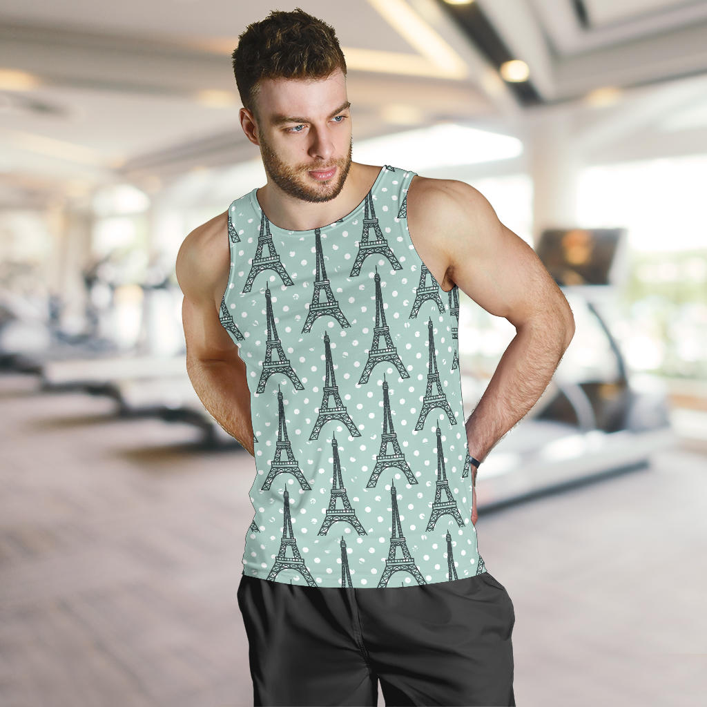 Eiffel Tower Polka Dot Print Men Tank Top