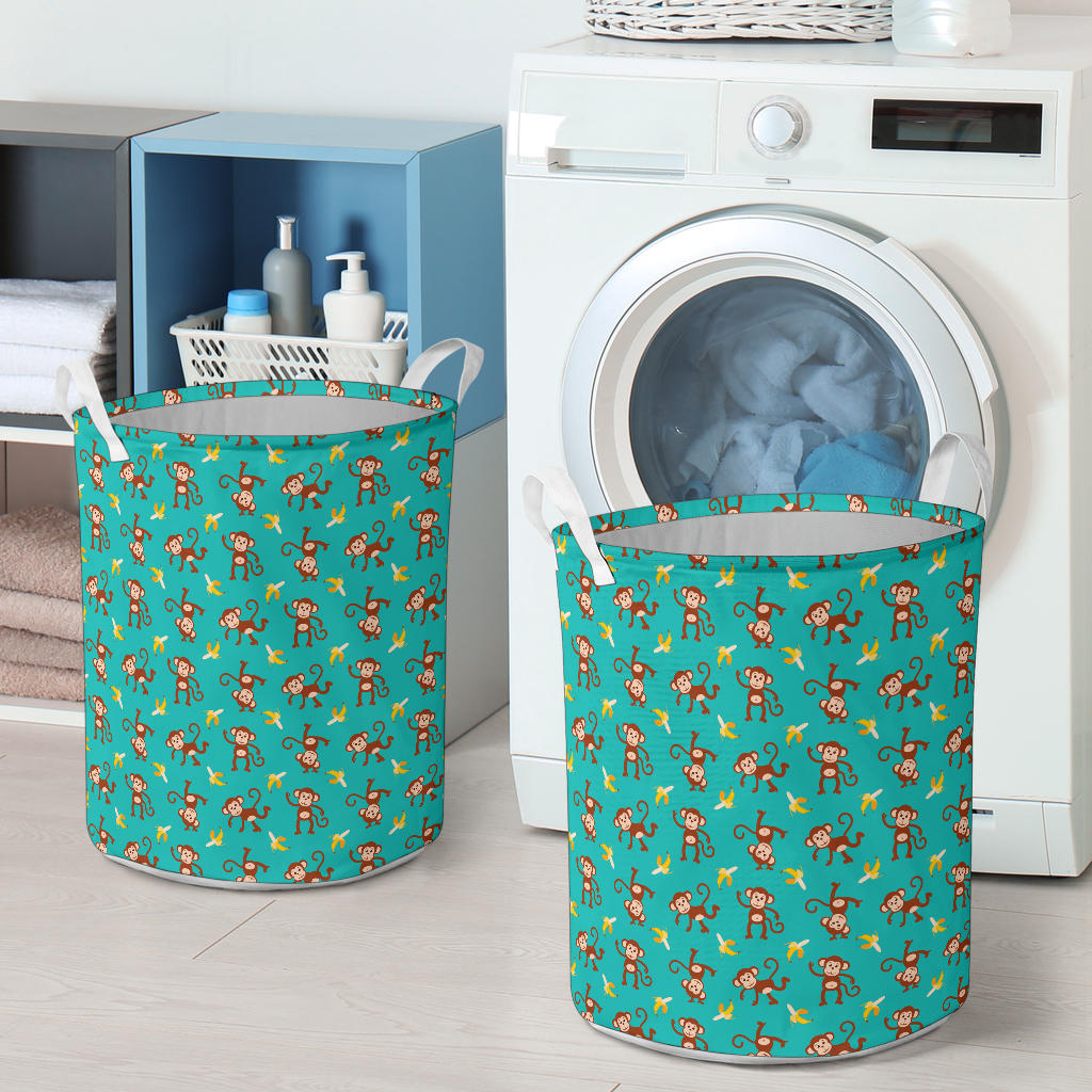 Monkey Banana Design Themed Print Laundry Basket