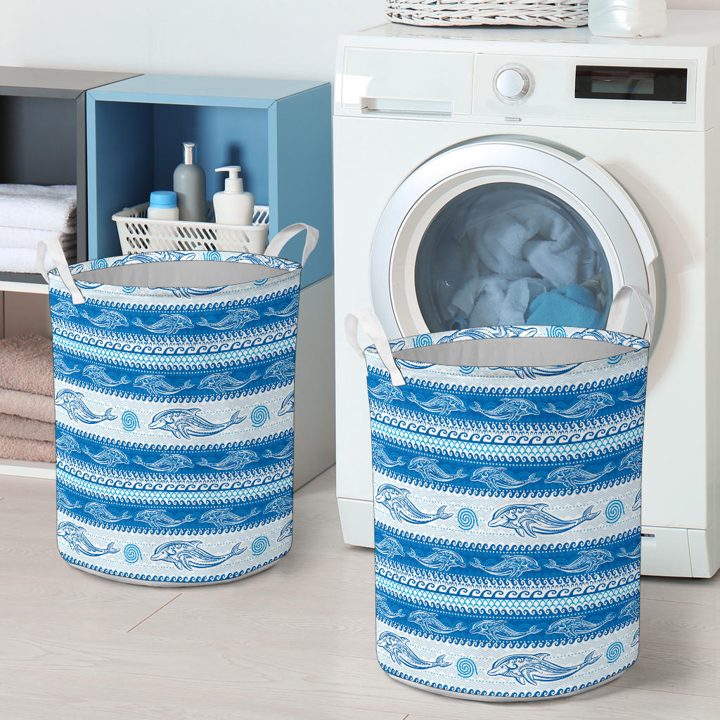 Dolphin Tribal Print Pattern Laundry Basket