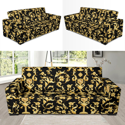 Baroque Golden Pattern Print Design 04 Sofa Slipcover