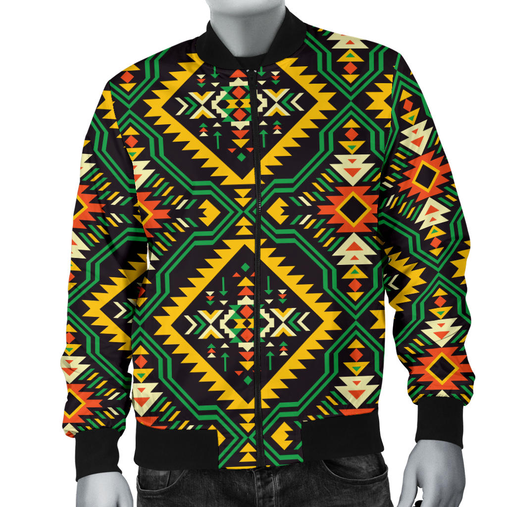 Kente Green Design African Print Men Bomber Jacket