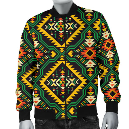 Kente Green Design African Print Men Bomber Jacket