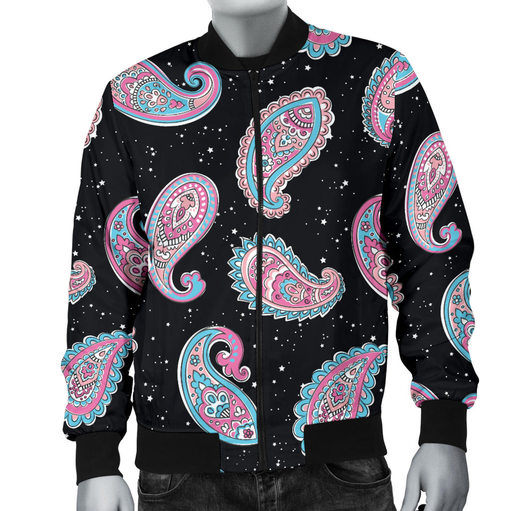 Paisley Pink Design Mandala Print Men Bomber Jacket