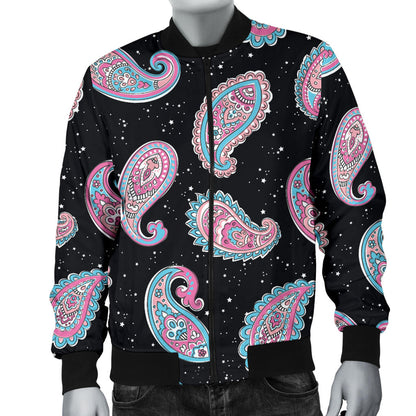 Paisley Pink Design Mandala Print Men Bomber Jacket